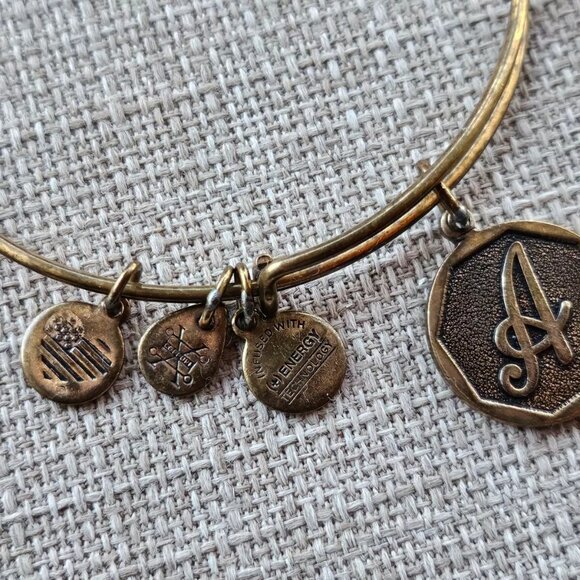 Alex And Ani Bracelet LETTER A Gold Tone Initial Wristband Wrist Fashion Jewelry - Picture 4 of 10